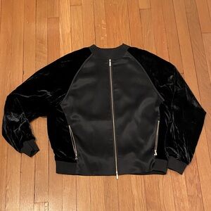 LAFAYETTE 148 New York Black Velvet/Silk Bomber Jacket Sz M